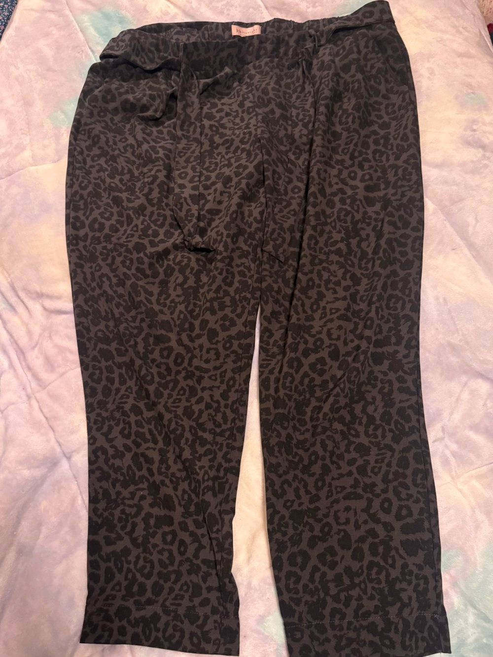 Philosophy Black and Charcoal Leopard Print Straight Leg Pants